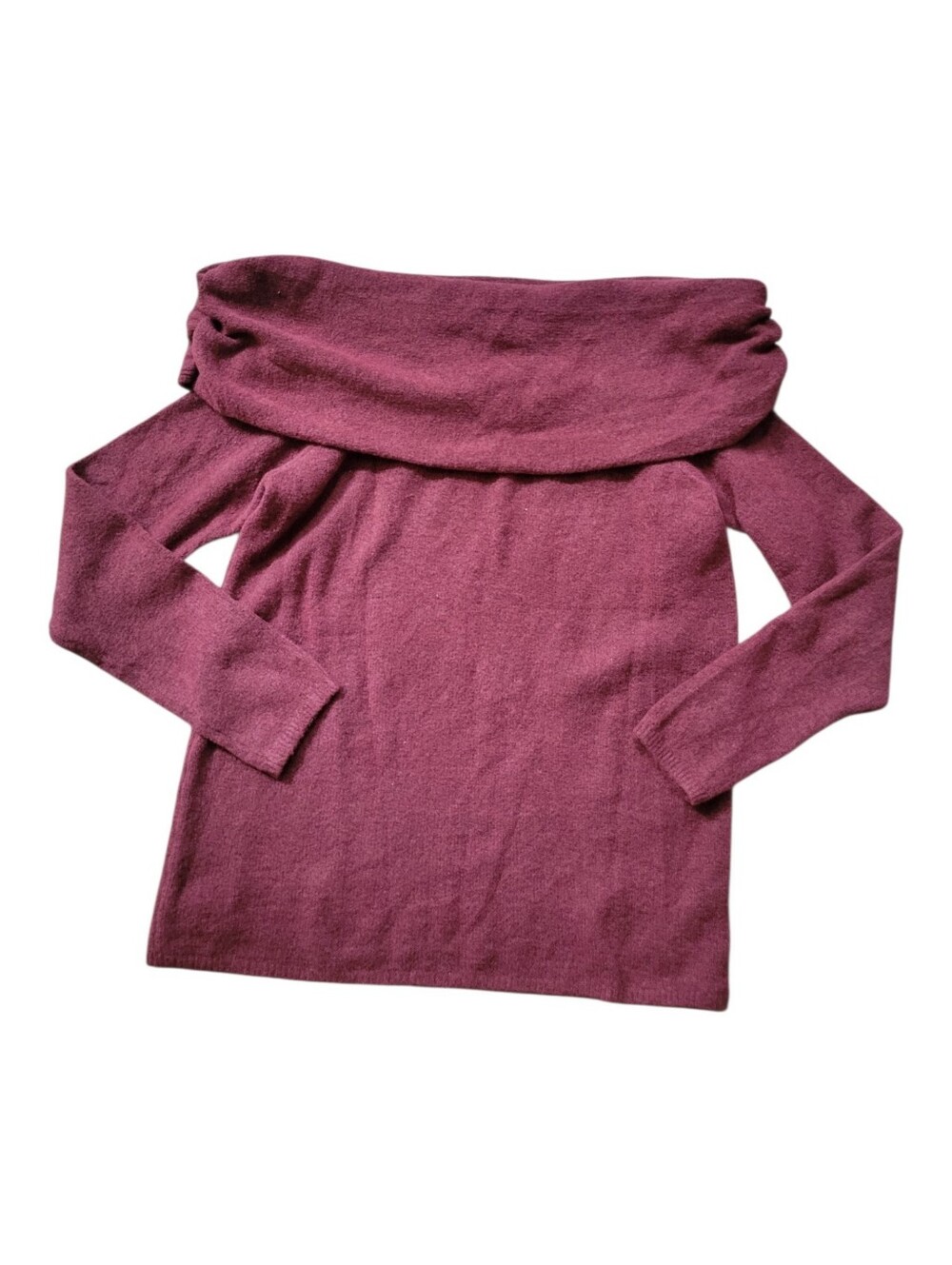 NWT Abercrombie & Fitch Off Shoulder Sweater Maroon Long Sleeve Soft Cozy LG